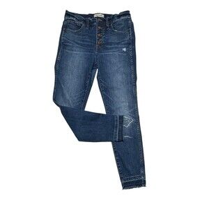 Madewell Womens 10" High Rise Skinny Jeans Size 28 Blue‎ Button Fly Distressed